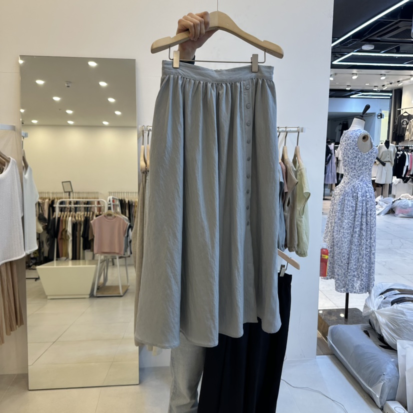 FUNNY POWDER東大門㊣直郵女裝新品熱賣休閑真品職業長裙紐扣THE FUNNY長裙圖色3