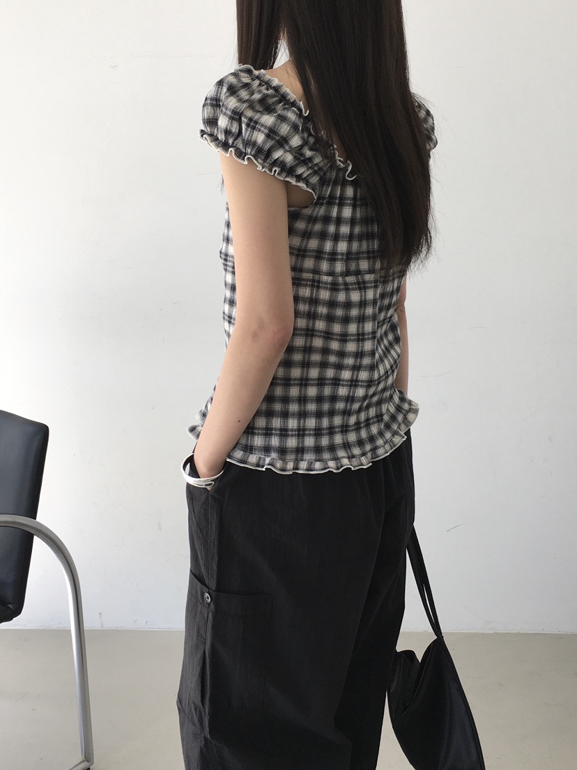 MONDAYMORING東大門㊣實拍女士新品時尚襯衫蕾絲衫格紋羅紋MONDAYMORING襯衫/蕾絲衫