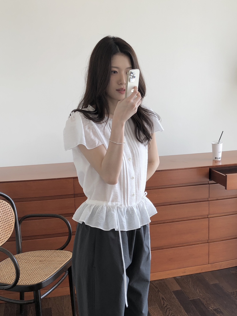 ERUME韓國直郵㊣女士新款推薦人氣25春夏真品休閑襯衫蕾絲衫ERUME襯衫/蕾絲衫