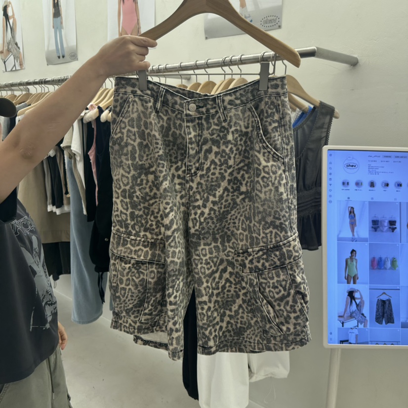 CHAV東大門㊣直郵女裝新品職業時尚真品休閑熱賣25春夏短褲豹紋CHAV短褲