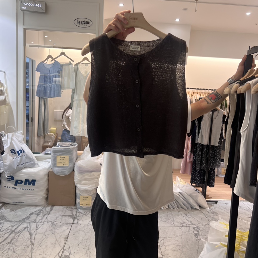 LA MAGIE FEMME韓國直郵㊣女裝新品人氣25春夏真品馬甲紐扣Lamagie Femme馬甲圖色3