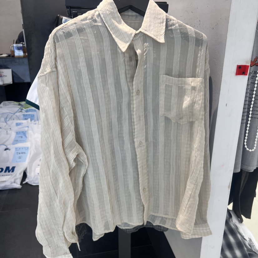 OASIS韓國直郵㊣女裝新品25春夏熱賣襯衫蕾絲衫男女同款條紋OASIS襯衫/蕾絲衫圖色2