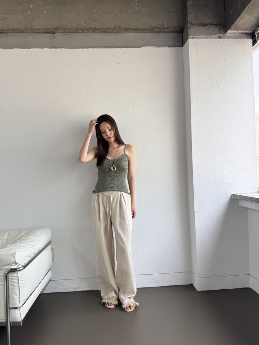 LIMLIMLIM東大門㊣直郵女士新款時尚推薦真品休閑褲含腰繩亞麻LIM LIM LIM休閑褲