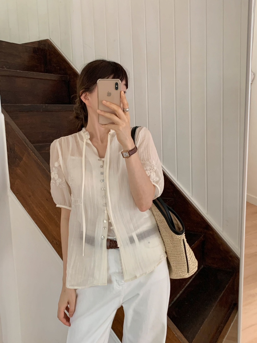 CRONG韓國直郵㊣女裝新品真品人氣25春夏職業推薦襯衫蕾絲衫CRONG襯衫/蕾絲衫