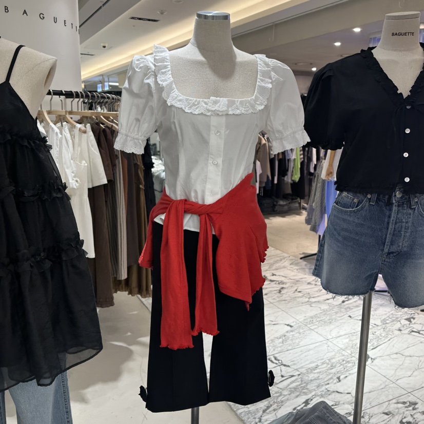 BAGUETTE韓國代購㊣女士新品職業熱賣真品25春夏襯衫蕾絲衫BAGUETTE襯衫/蕾絲衫