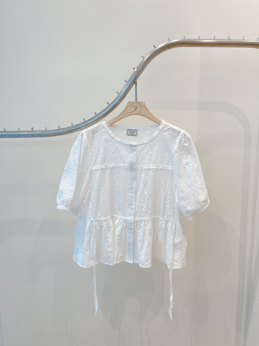 OVE東大門㊣代購女裝新品時尚熱賣真品人氣休閑職業襯衫蕾絲衫OVE襯衫/蕾絲衫