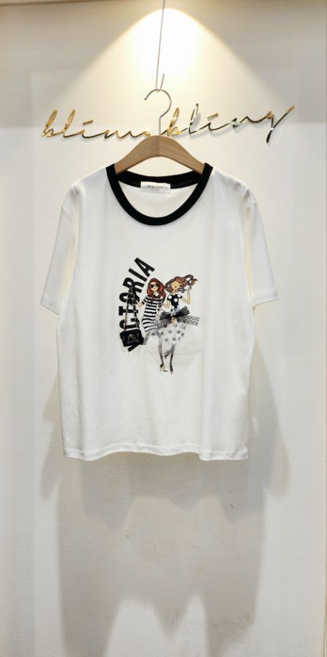 BLING BLING-S韓國直郵㊣女士新品休閑25春夏時尚職業T恤BLING BLING-ST恤圖色2