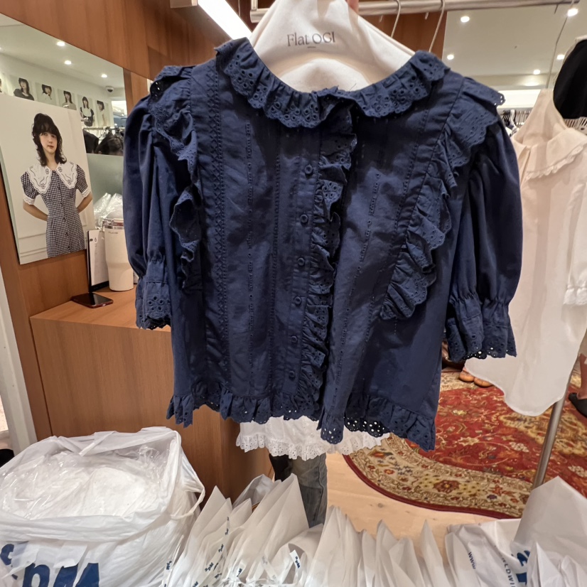 OGI東大門㊣代購女士新品時尚職業休閑25春夏熱賣襯衫蕾絲衫FLat OGI襯衫/蕾絲衫