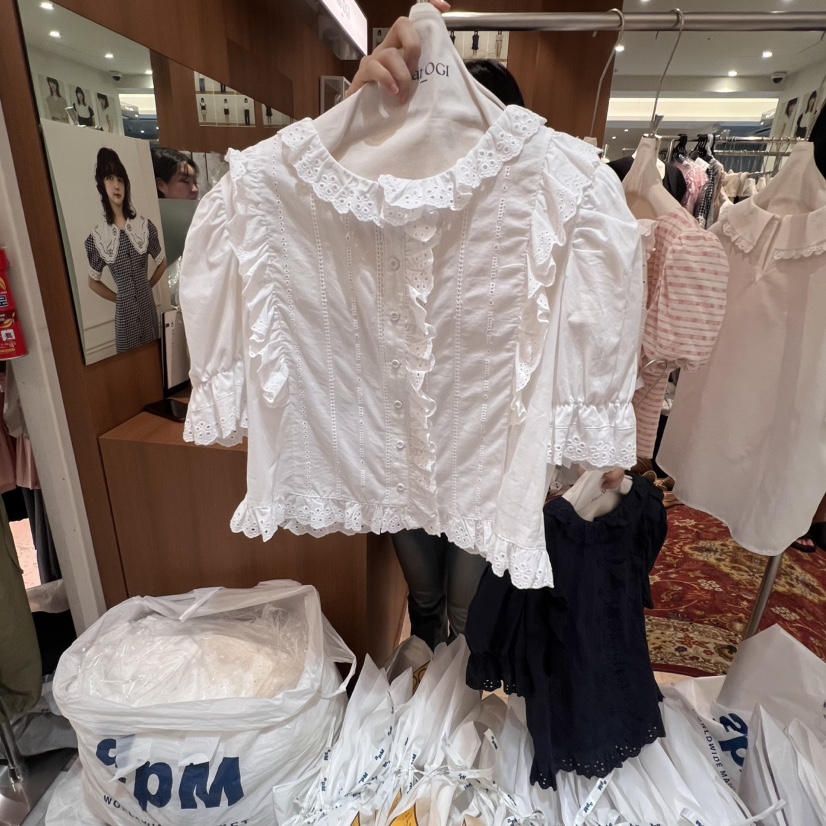 OGI東大門㊣代購女士新品時尚職業休閑25春夏熱賣襯衫蕾絲衫FLat OGI襯衫/蕾絲衫圖色2