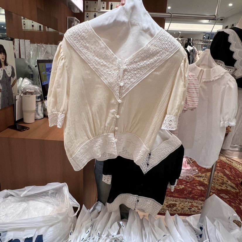 OGI韓國代購㊣女士新款休閑熱賣真品25春夏時尚推薦襯衫蕾絲衫FLat OGI襯衫/蕾絲衫