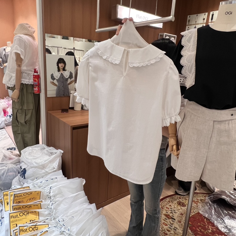 OGI韓國代購㊣女士新品休閑25春夏人氣職業時尚熱賣襯衫蕾絲衫FLat OGI襯衫/蕾絲衫