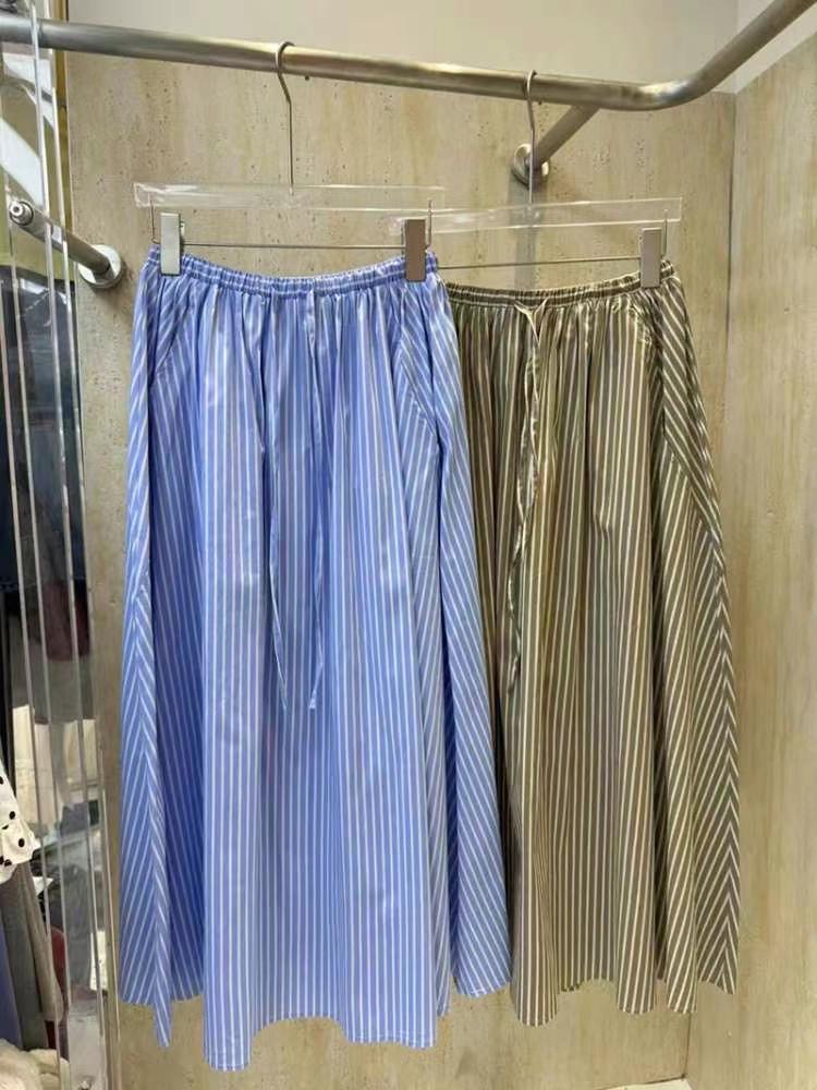 COTTON MARKET韓國代購㊣女士新款時尚人氣25春夏休閑長裙COTTON MARKET長裙圖色2左二色