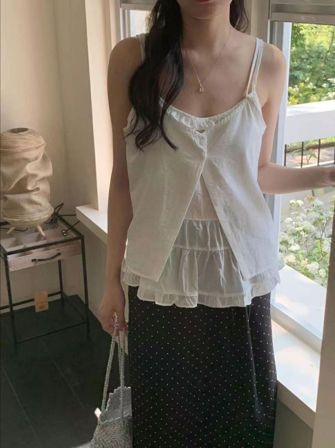 COTTON MARKET東大門㊣代購女士新款人氣休閑熱賣吊帶背心COTTON MARKET吊帶/背心圖色2