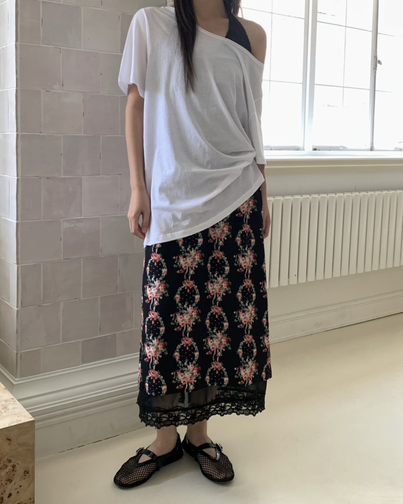 PEBBLE韓國代購㊣女裝新品推薦休閑25春夏時尚職業熱賣長裙PEBBLE/LAYER長裙