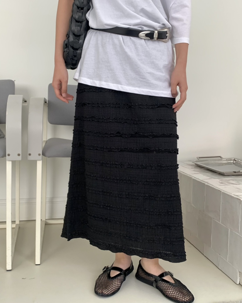 PEBBLE韓國直郵㊣女裝新款真品推薦人氣熱賣25春夏職業長裙PEBBLE/LAYER長裙