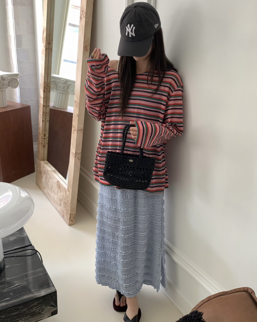 PEBBLE韓國直郵㊣女裝新款真品推薦人氣熱賣25春夏職業長裙PEBBLE/LAYER長裙