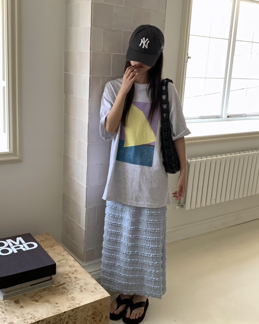 PEBBLE韓國直郵㊣女裝新款真品推薦人氣熱賣25春夏職業長裙PEBBLE/LAYER長裙