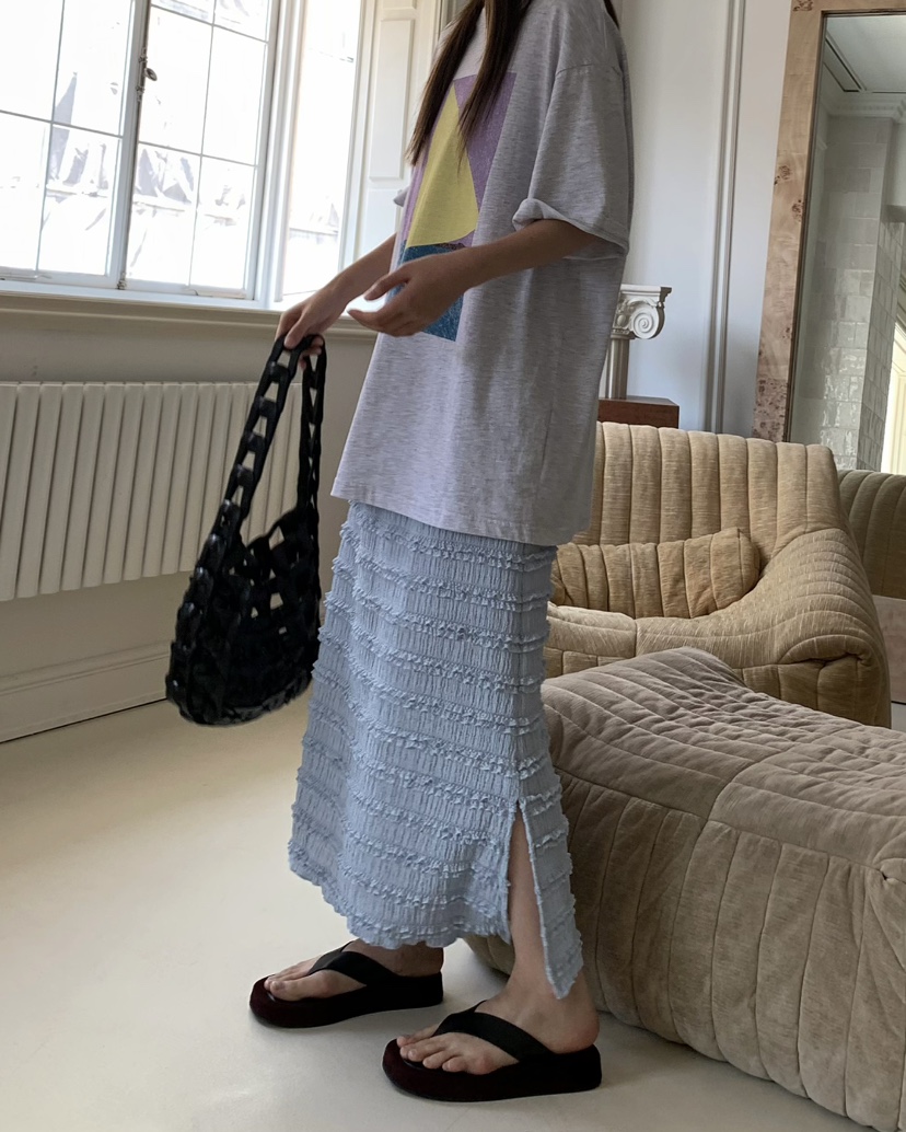 PEBBLE韓國直郵㊣女裝新款真品推薦人氣熱賣25春夏職業長裙PEBBLE/LAYER長裙