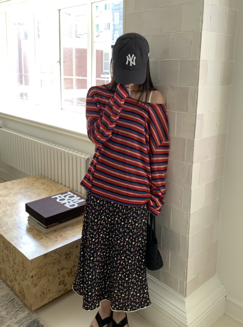 PEBBLE東大門㊣實拍女裝新款人氣休閑時尚25春夏長袖T恤條紋PEBBLE/LAYER長袖T恤
