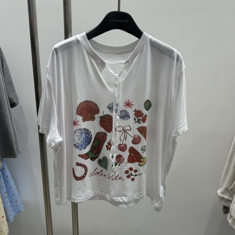 TARABY MOTION韓國代購㊣女士新品真品25春夏熱賣休閑職業T恤TARABY MOTIONT恤圖色2