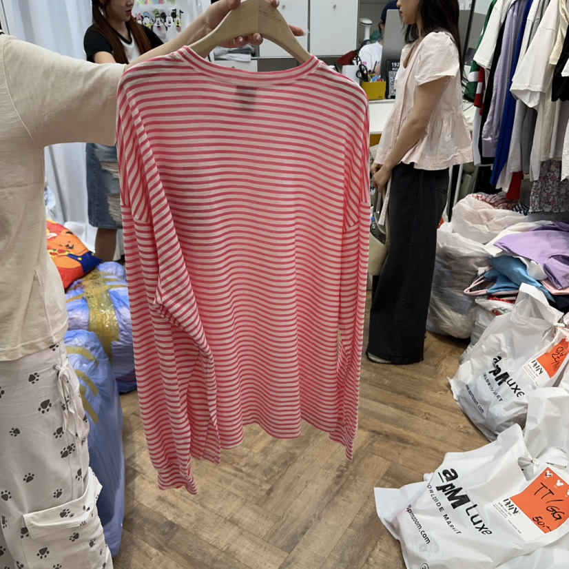 DE LINE韓國直郵㊣女士新款熱賣休閑時尚職業長袖T恤亞麻布DE LINE長袖T恤