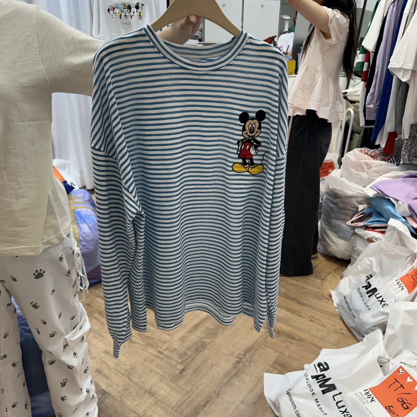 DE LINE韓國直郵㊣女士新款熱賣休閑時尚職業長袖T恤亞麻布DE LINE長袖T恤圖色2