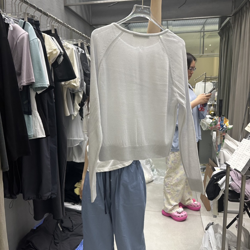 UOOV韓國代購㊣女士新品熱賣職業25春夏人氣時尚針織衫亞麻布UOOV針織衫
