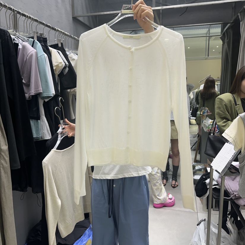 UOOV韓國代購㊣女士新品熱賣職業25春夏人氣時尚針織衫亞麻布UOOV針織衫圖色2
