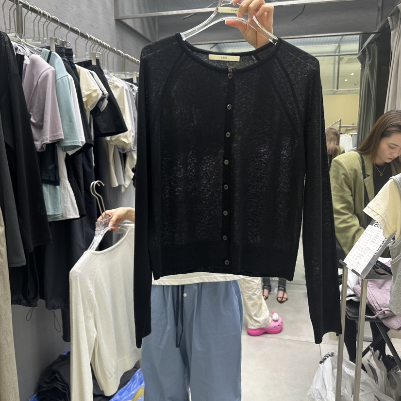 UOOV韓國代購㊣女士新品熱賣職業25春夏人氣時尚針織衫亞麻布UOOV針織衫圖色3