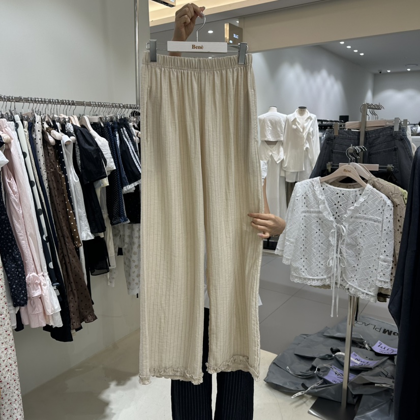BENE東大門㊣直郵女士新品休閑真品25春夏時尚休閑褲亞麻布BENE休閑褲