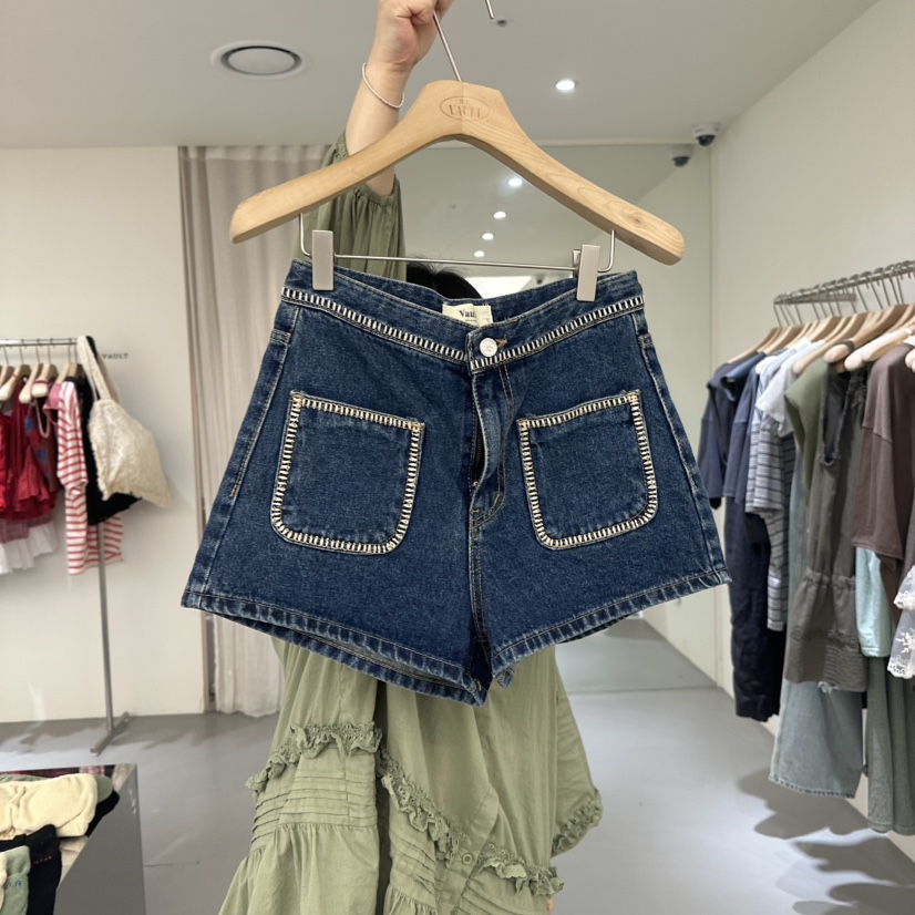 VAULT東大門㊣實拍女裝新款職業25春夏人氣時尚休閑短褲刺繡VAULT短褲