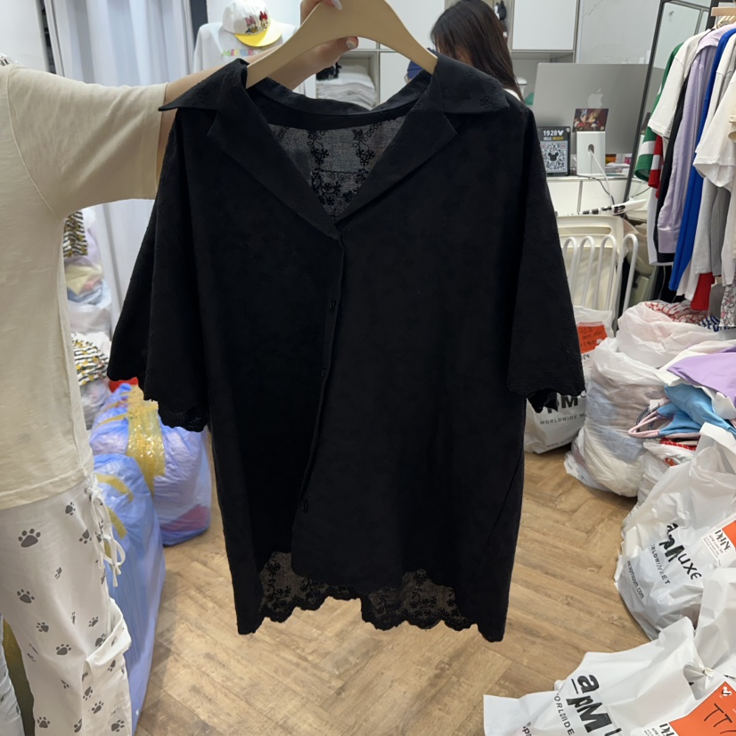 DE LINE東大門㊣實拍女士新款人氣休閑25春夏襯衫蕾絲衫蕾絲DE LINE襯衫/蕾絲衫圖色2