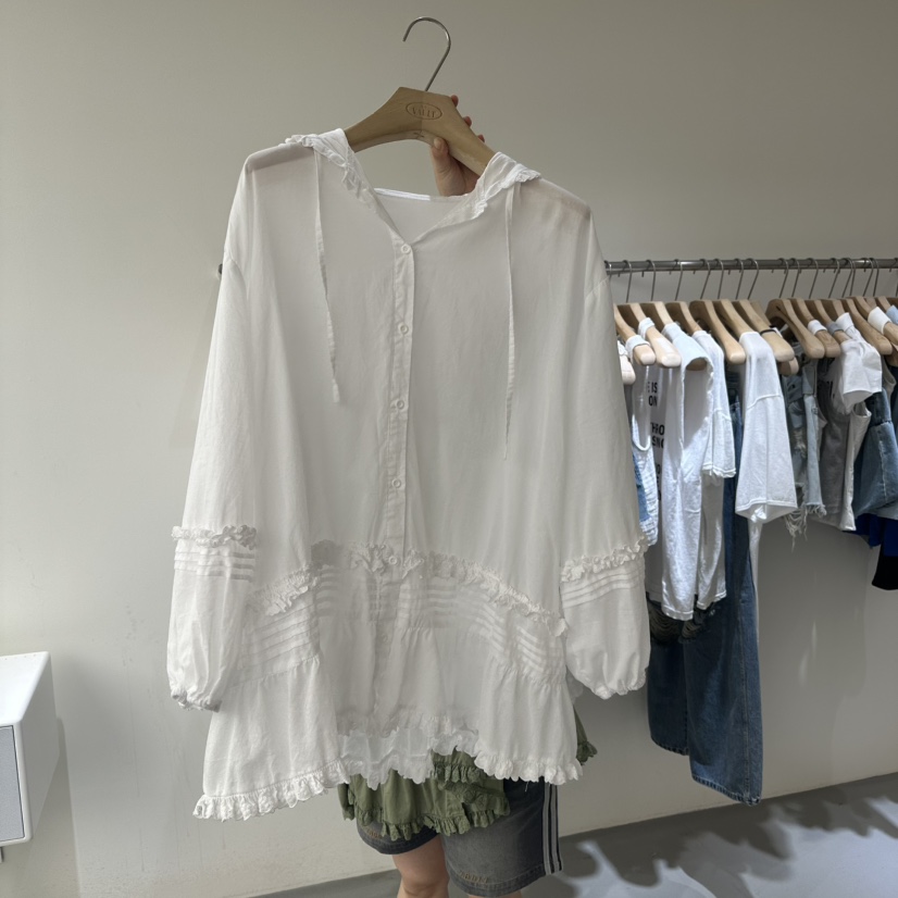 VAULT東大門㊣實拍女裝新品真品職業熱賣推薦襯衫蕾絲衫兜帽VAULT襯衫/蕾絲衫