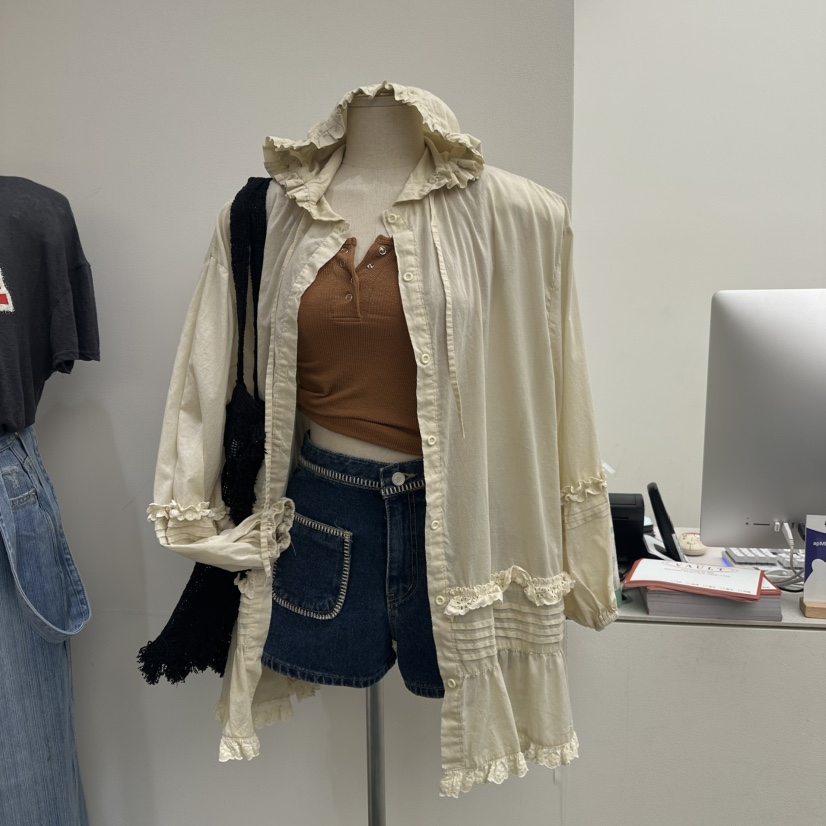 VAULT東大門㊣實拍女裝新品真品職業熱賣推薦襯衫蕾絲衫兜帽VAULT襯衫/蕾絲衫圖色3