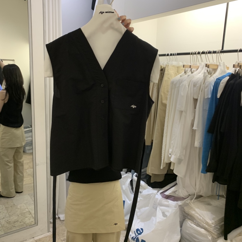 A Flan東大門㊣代購女裝新品時尚熱賣25春夏馬甲含腰繩腰帶AFN/A Flan馬甲圖色2