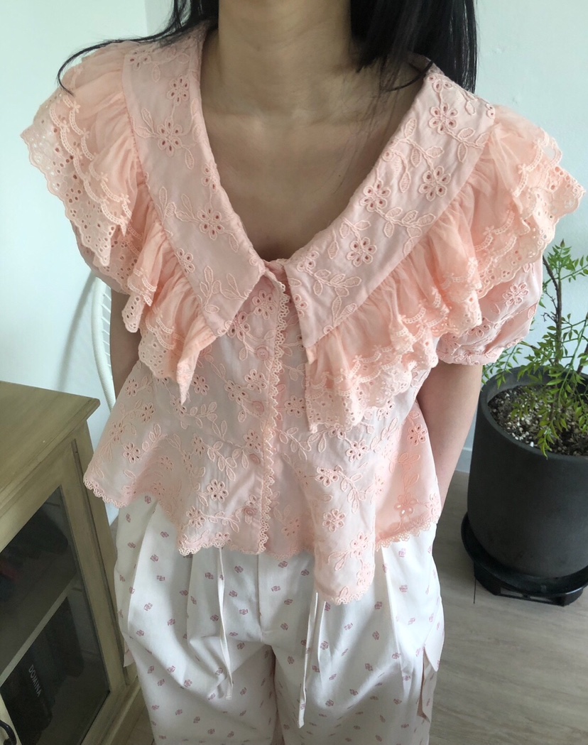 MELTED-P韓國直郵㊣女裝新品25春夏推薦休閑職業襯衫蕾絲衫MELTED-P襯衫/蕾絲衫