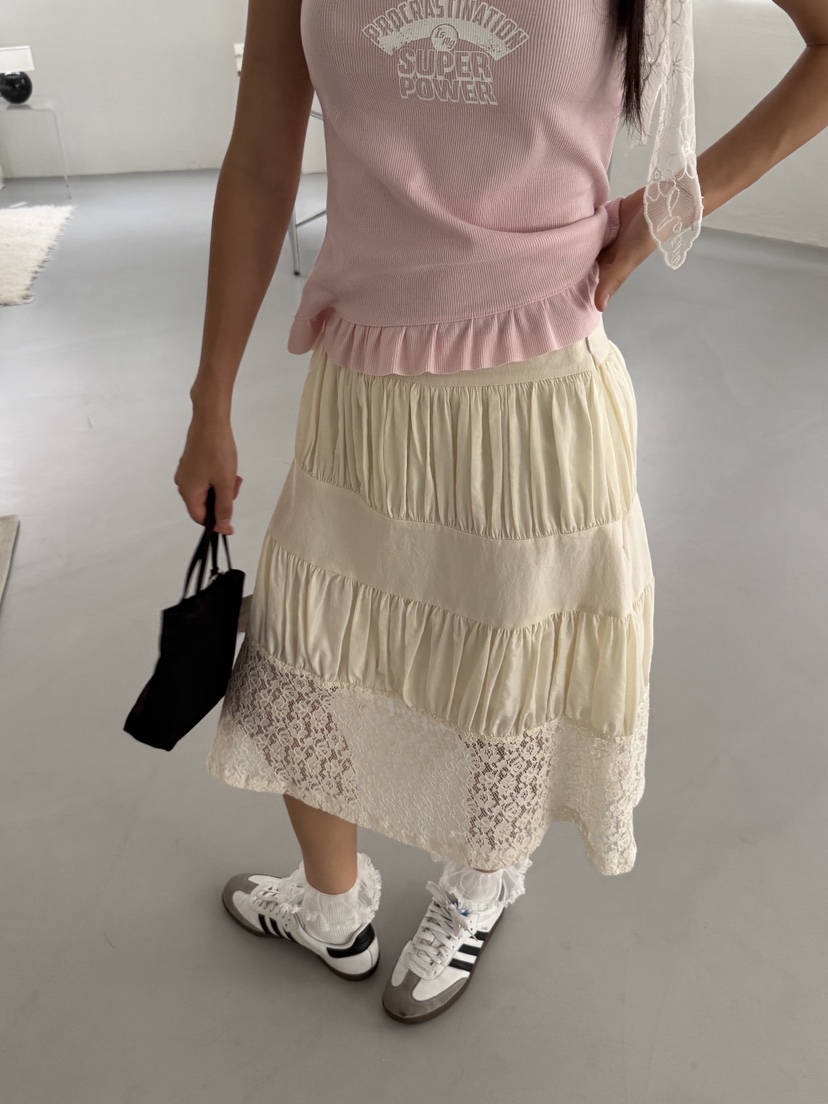 SUNDER MARKET東大門㊣代購女裝新品休閑半身裙中短裙褶皺絲綢SUNDER MARKET半身裙/中短裙