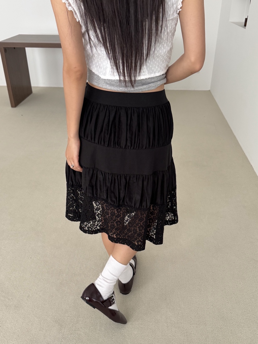 SUNDER MARKET東大門㊣代購女裝新品休閑半身裙中短裙褶皺絲綢SUNDER MARKET半身裙/中短裙