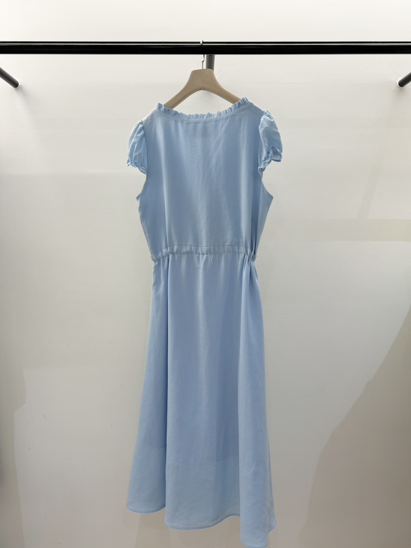 LA CREME韓國代購㊣女裝新品真品25春夏時尚休閑連衣裙亞麻LA CREME連衣裙