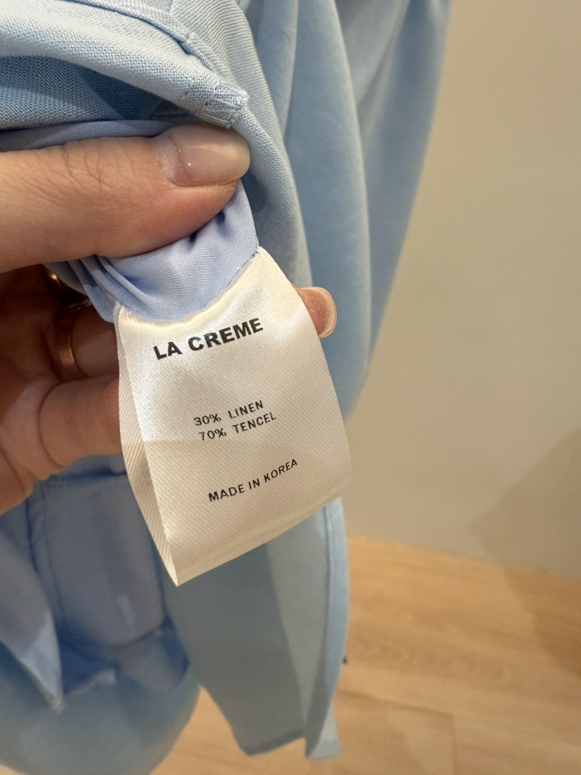 LA CREME韓國代購㊣女裝新品真品25春夏時尚休閑連衣裙亞麻LA CREME連衣裙