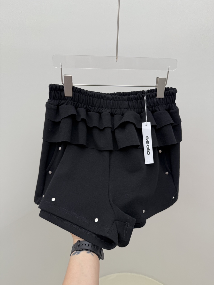 SEOLO東大門㊣代購女士新品熱賣職業人氣25春夏時尚短褲荷葉邊Seolo seoul短褲