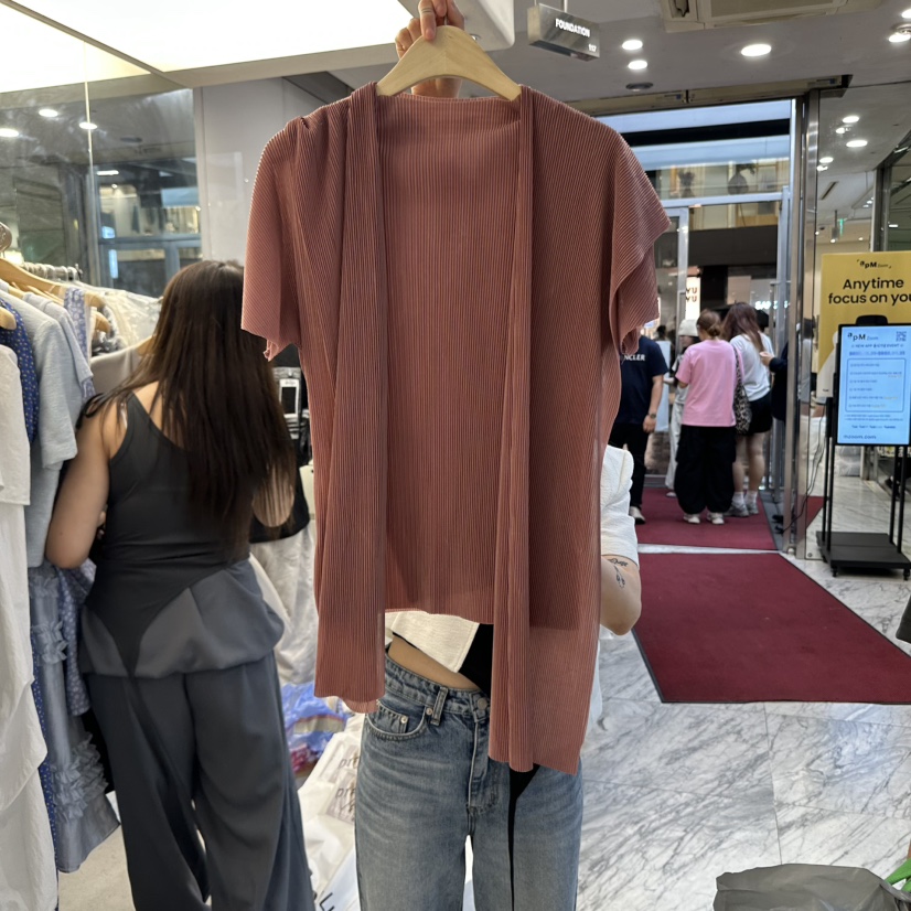 FOUNDATION韓國直郵㊣女裝新款熱賣真品25春夏人氣休閑T恤披肩FOUNDATIONT恤圖色3
