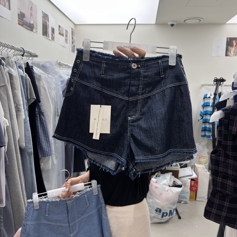SOLD OUT東大門㊣直郵女士新品時尚休閑25春夏短褲水洗牛仔布SOLD OUT短褲圖色2