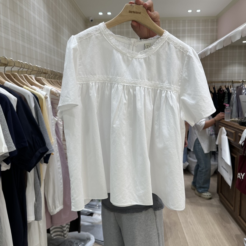 OURMOMENT東大門㊣代購女裝新品熱賣休閑推薦25春夏襯衫蕾絲衫OURMOMENT襯衫/蕾絲衫圖色2