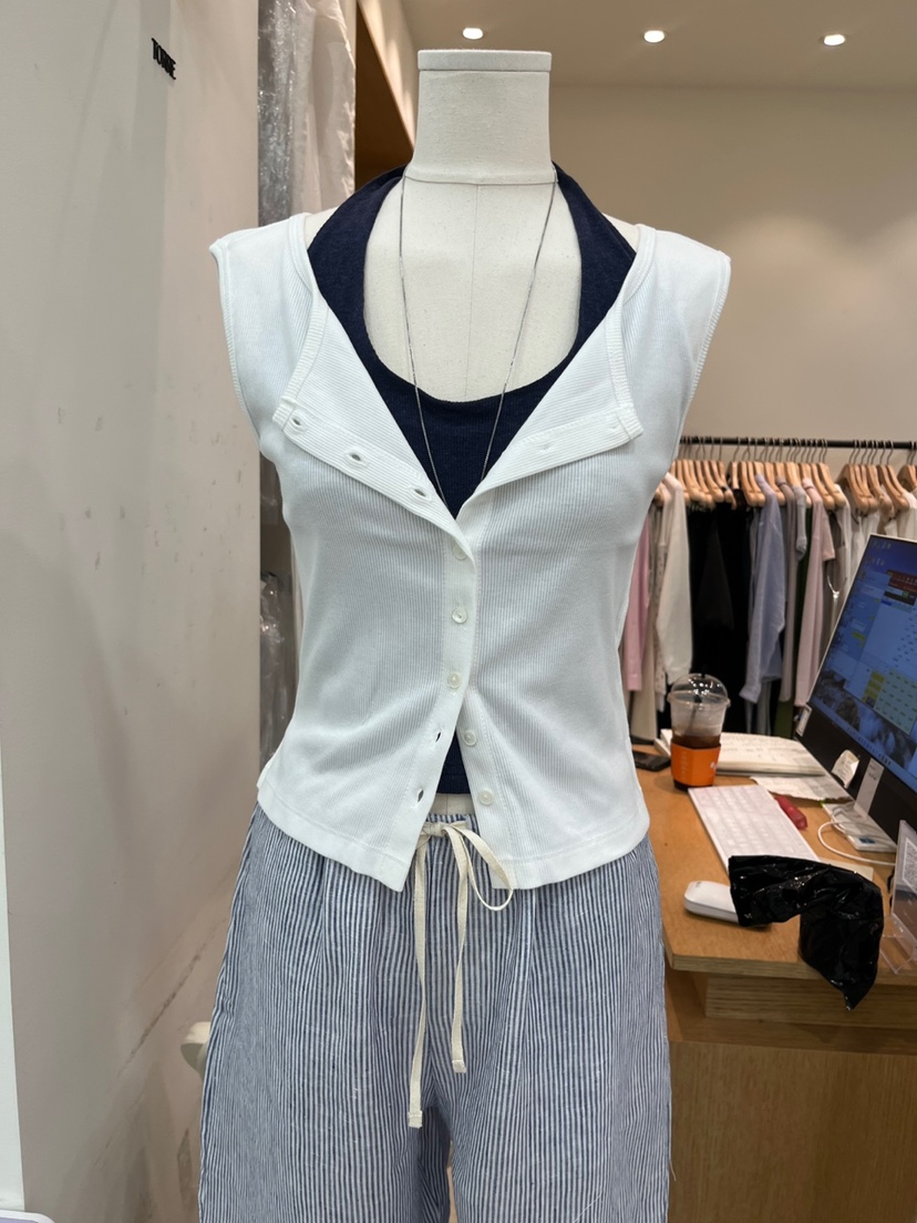 TORRE東大門㊣代購女裝新品25春夏休閑職業人氣吊帶背心開衫TORRE吊帶/背心圖色3