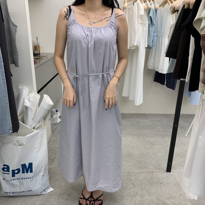 AND THE韓國直郵㊣女裝新品熱賣休閑推薦人氣連衣裙含腰繩AND THE連衣裙圖色2