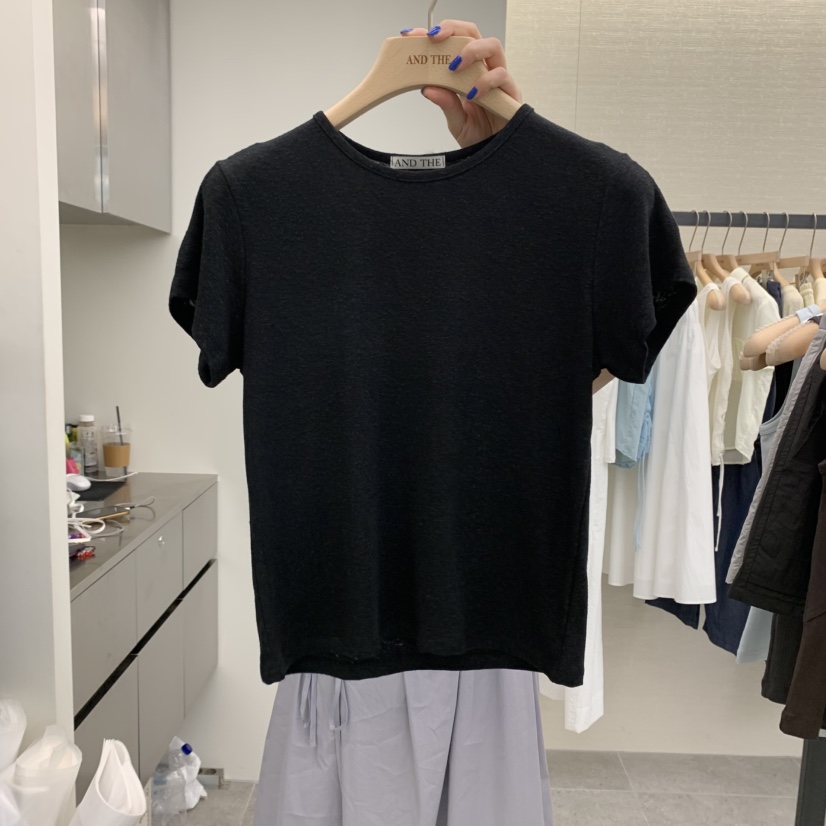 AND THE韓國直郵㊣女士新款熱賣25春夏人氣真品推薦T恤亞麻AND THET恤圖色6