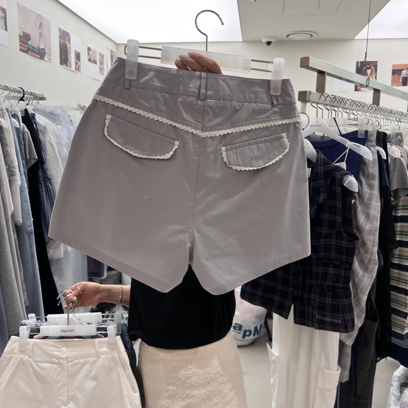 SOLD OUT東大門㊣實拍女裝新款時尚推薦25春夏職業短褲蕾絲SOLD OUT短褲