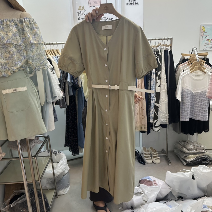 ABLESTUDIO東大門㊣直郵女裝新品熱賣人氣休閑連衣裙不含腰帶ABLE STUDIO連衣裙