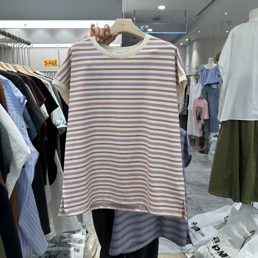 REVE-L韓國代購㊣女士新品人氣25春夏推薦熱賣職業休閑T恤REVE-LT恤圖色2